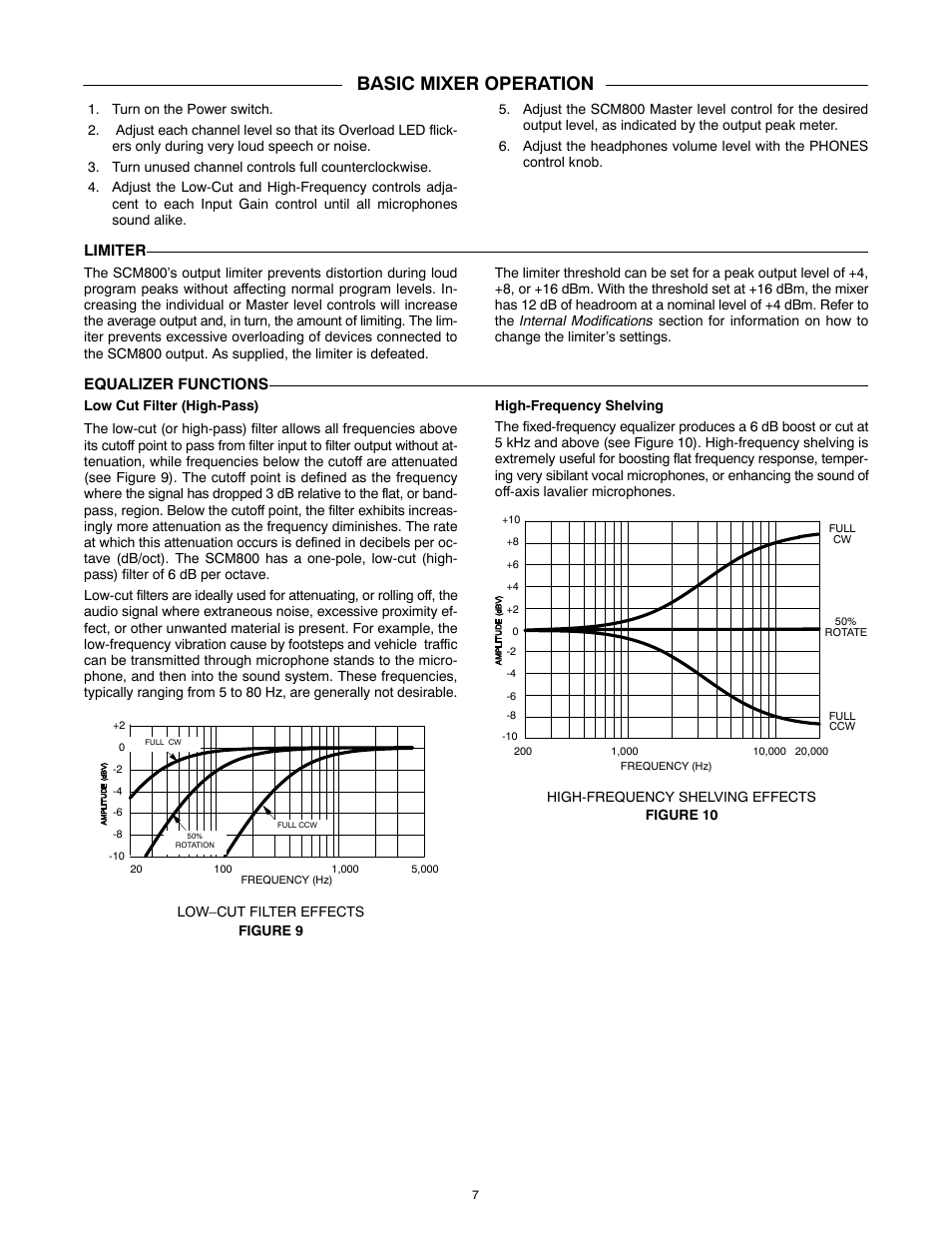 Basic mixer operation | Shure SCM800 User Manual | Page 7 / 12