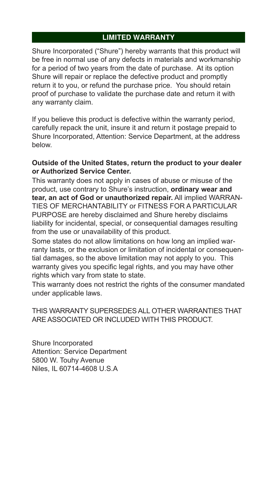 Shure ROSWELLITE KSM313 User Manual | Page 11 / 12