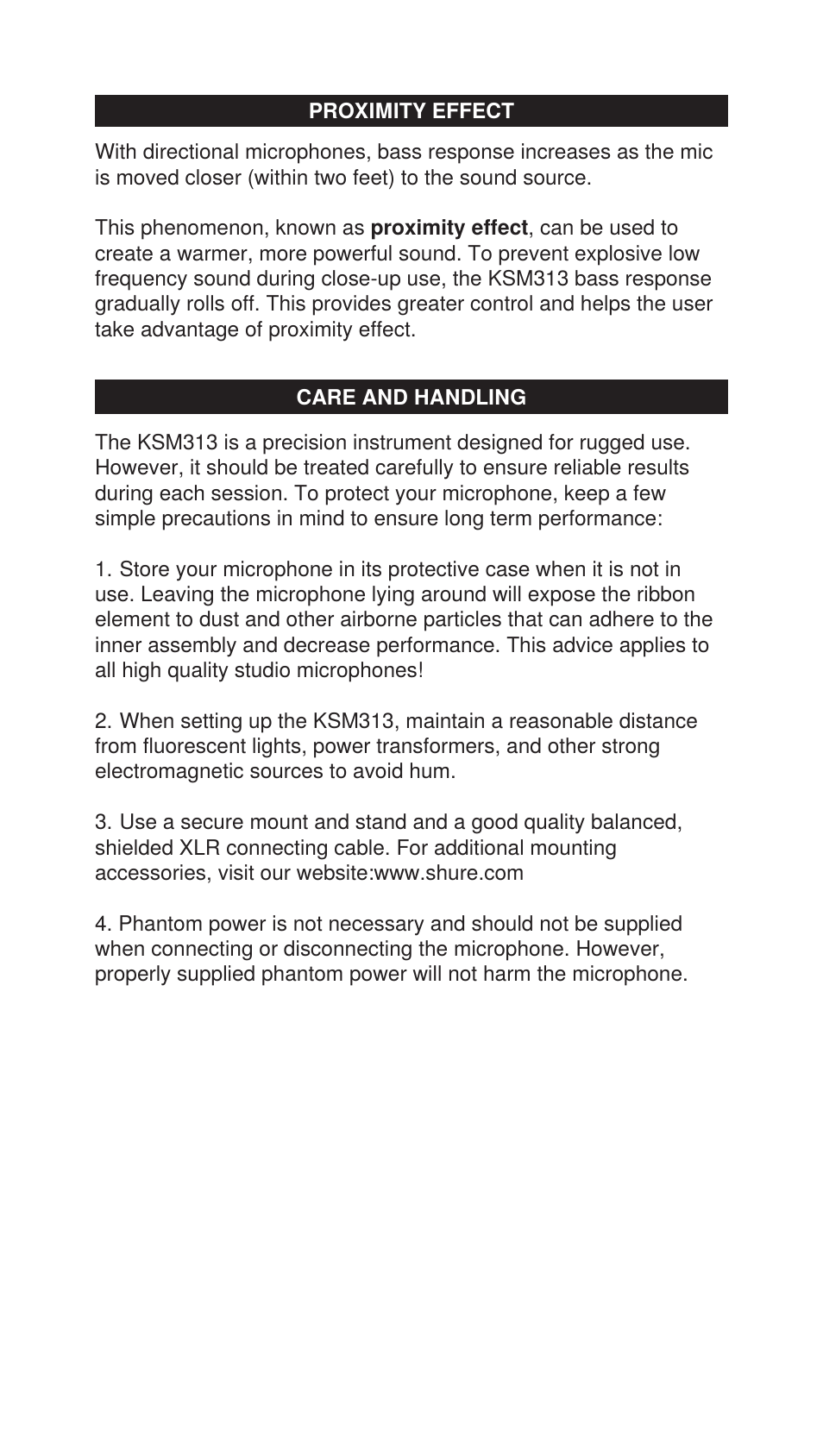 Shure ROSWELLITE KSM313 User Manual | Page 4 / 12