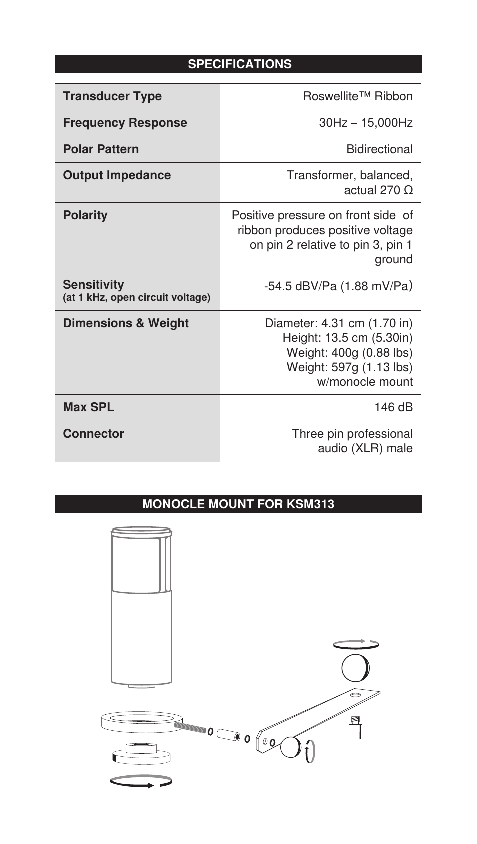 Shure ROSWELLITE KSM313 User Manual | Page 5 / 12