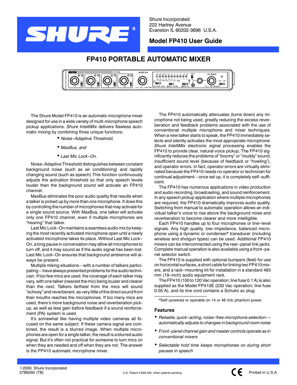 Shure FP410 User Manual | 30 pages