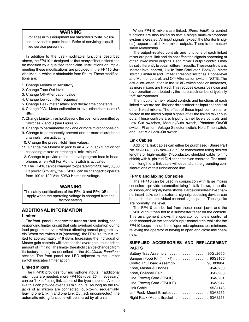 Shure FP410 User Manual | Page 5 / 30