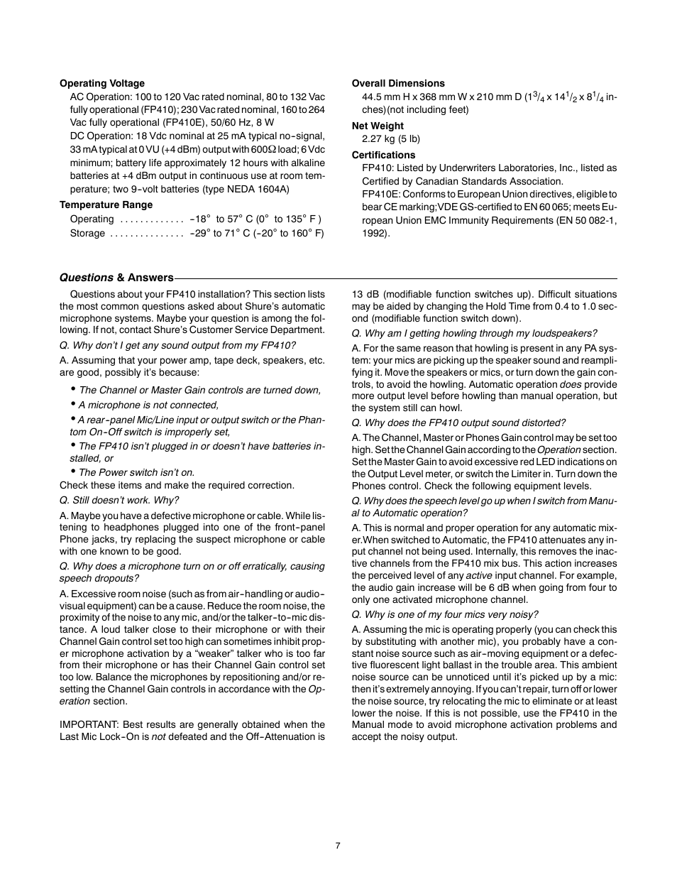 Shure FP410 User Manual | Page 7 / 30