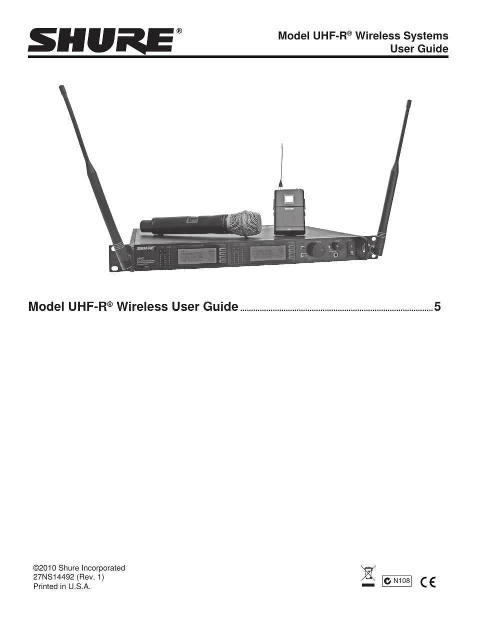 Shure UHF-R User Manual | 39 pages