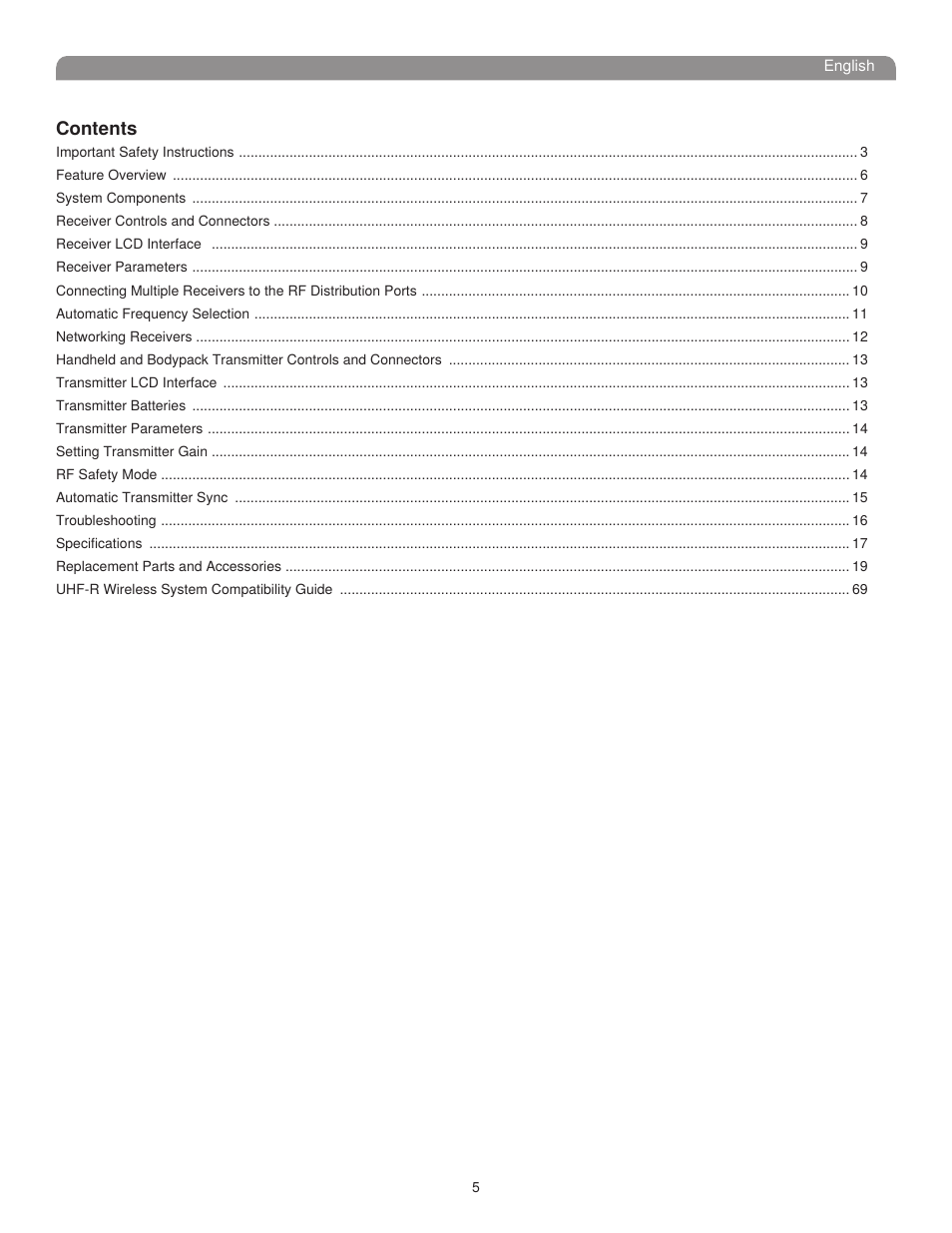 Shure UHF-R User Manual | Page 4 / 39