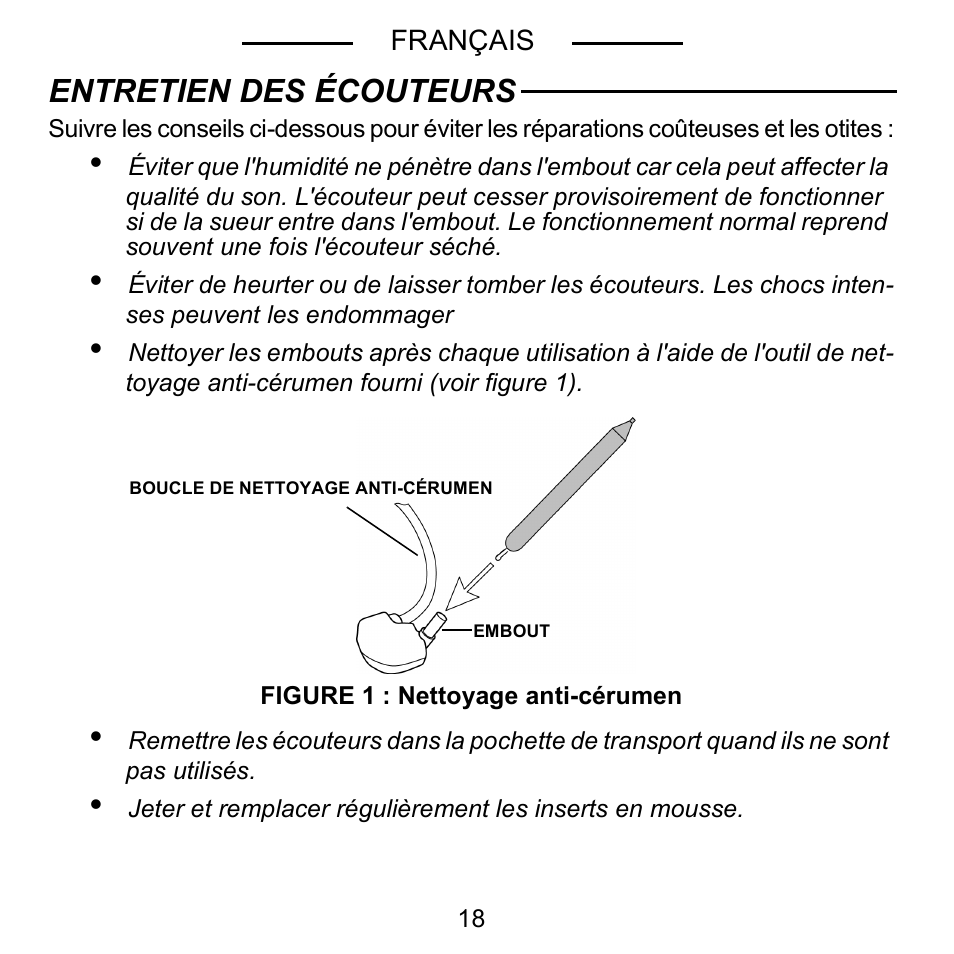 Entretien des écouteurs | Shure E5C User Manual | Page 20 / 63