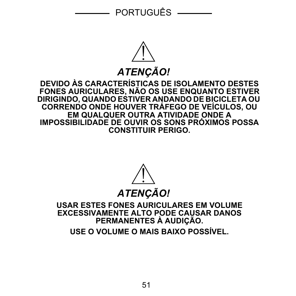 Atenção | Shure E5C User Manual | Page 53 / 63