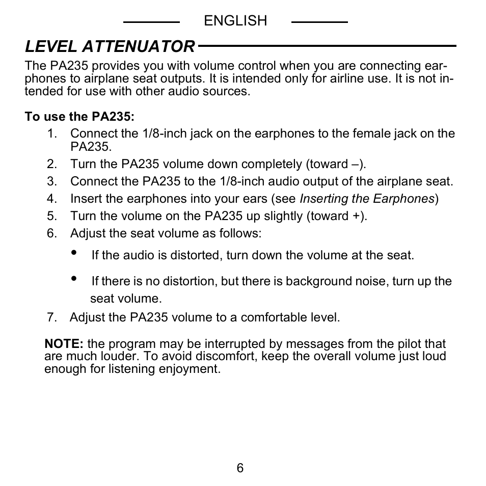 Level attenuator | Shure E5C User Manual | Page 8 / 63
