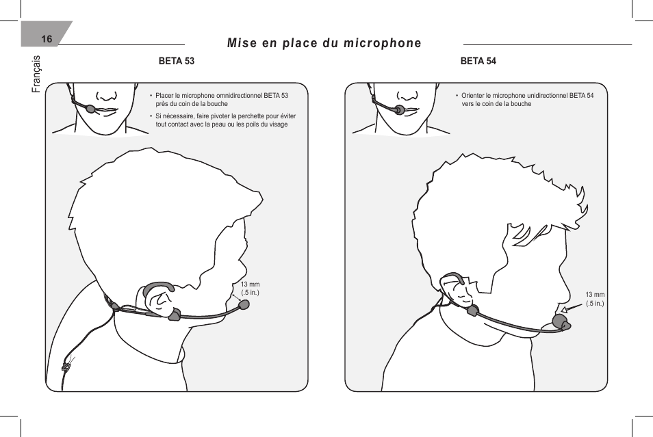 Mise en place du microphone, Français | Shure 53 User Manual | Page 18 / 66