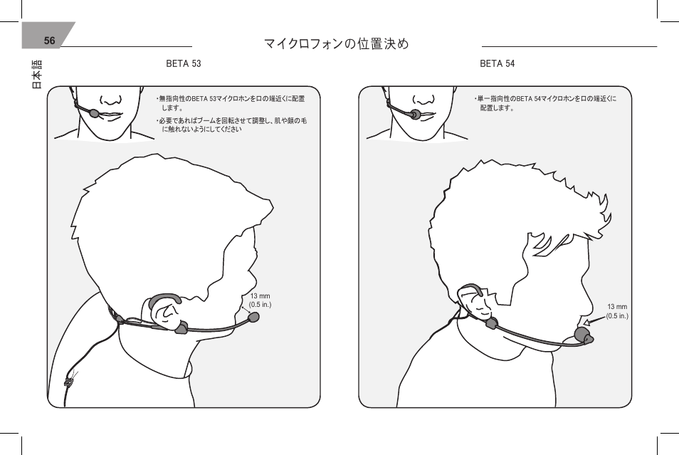 マイクロフォンの位置決め | Shure 53 User Manual | Page 58 / 66