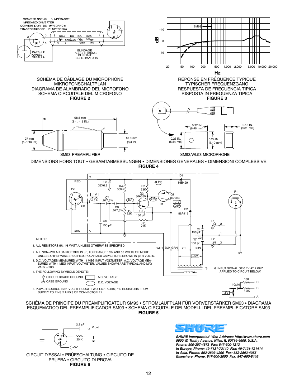 Db hz | Shure SM93 User Manual | Page 12 / 12