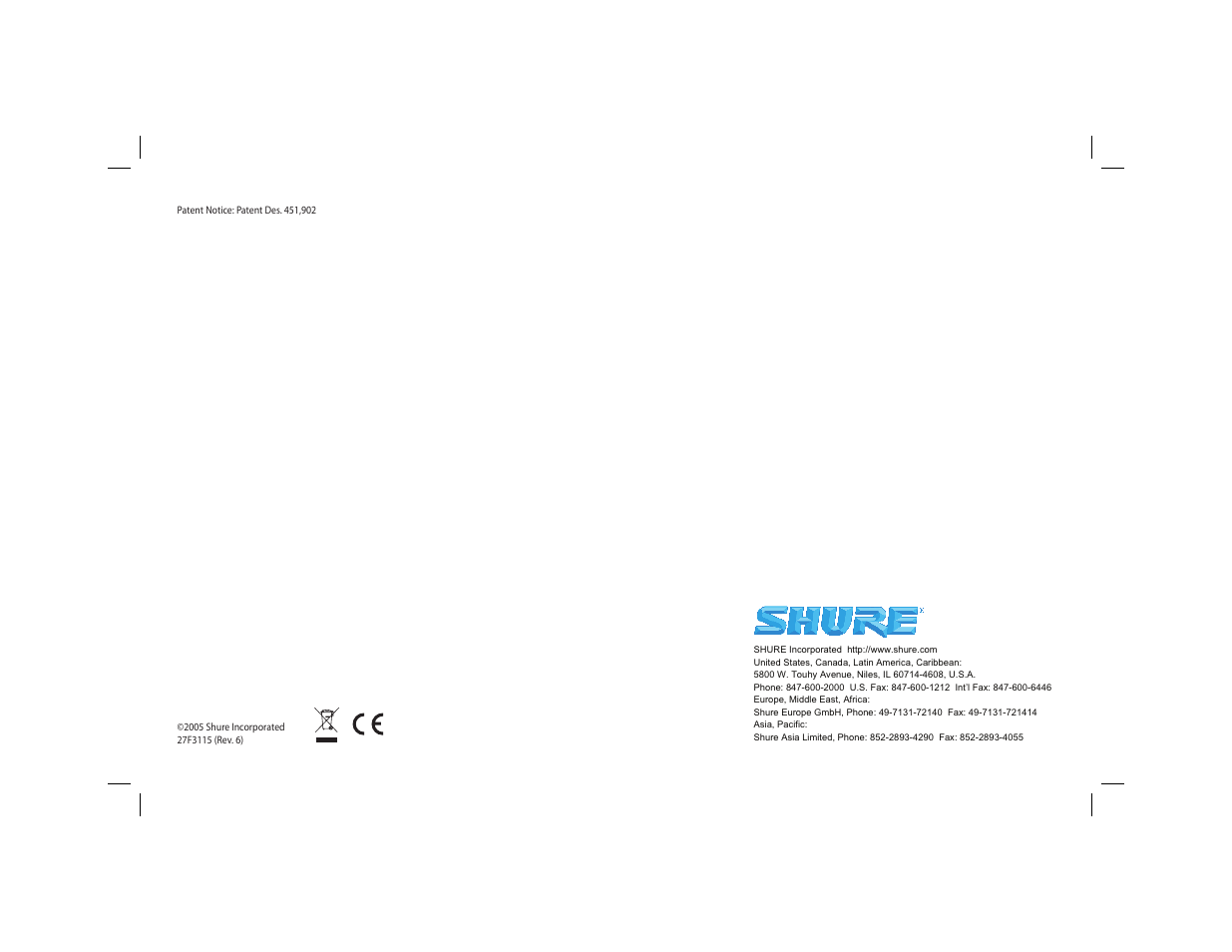 Shure BETA54 User Manual | Page 15 / 15