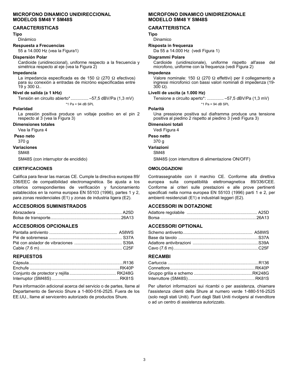 Shure SM48 User Manual | Page 3 / 4