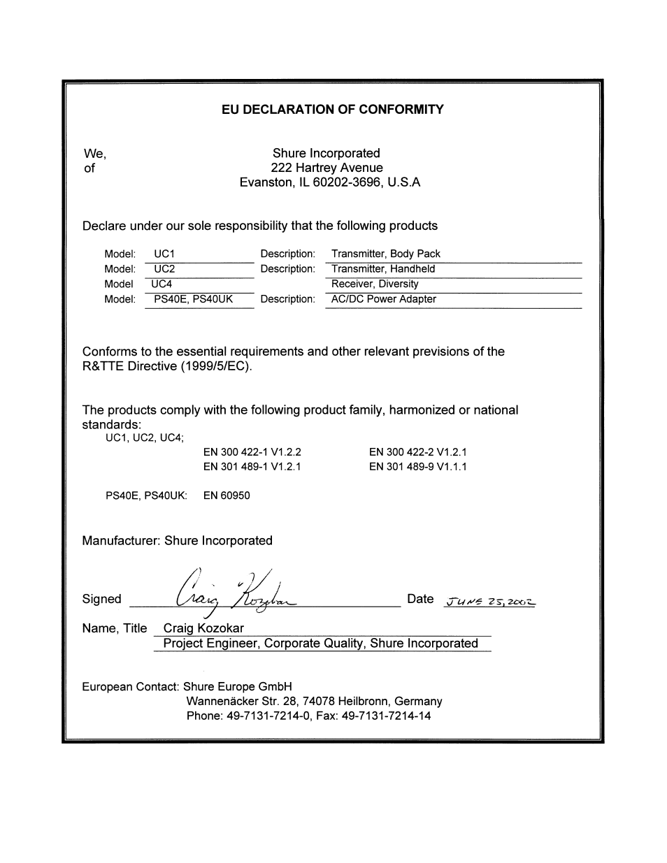 Shure UC User Manual | Page 23 / 24