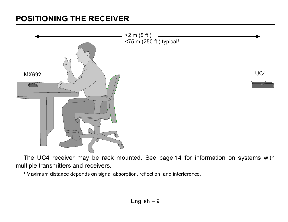 Positioning the receiver | Shure MX692 User Manual | Page 10 / 20