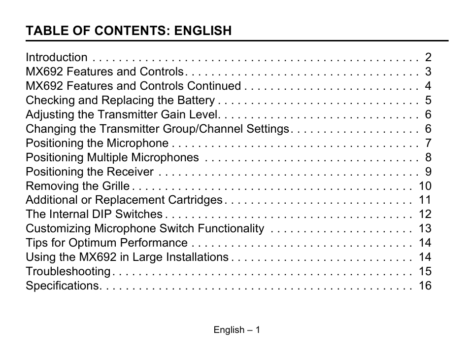 Shure MX692 User Manual | Page 2 / 20