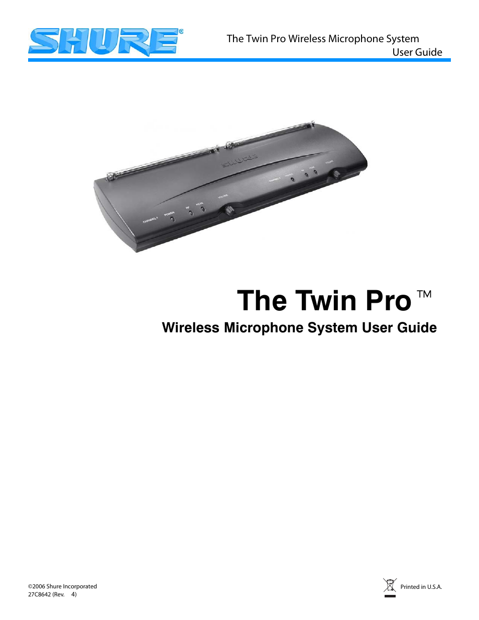Shure THE TWIN PRO 27C8642 User Manual | 10 pages