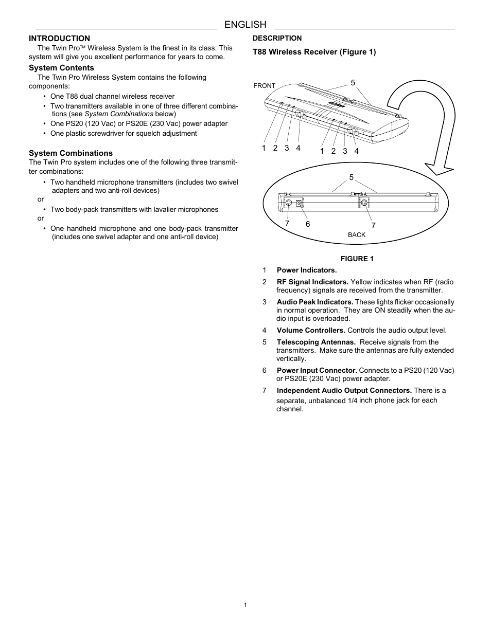 English | Shure THE TWIN PRO 27C8642 User Manual | Page 3 / 10