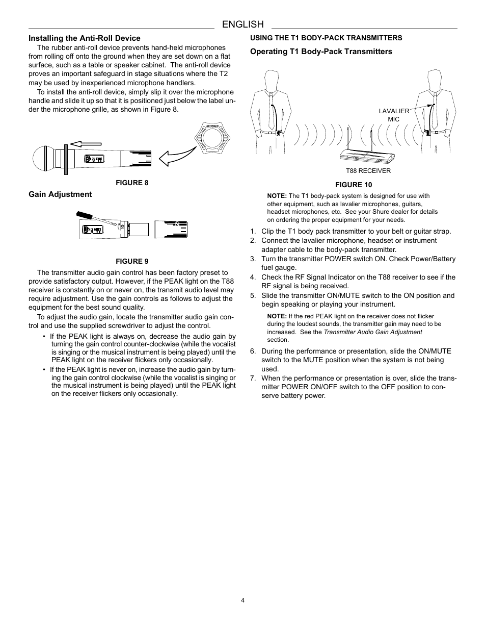 English | Shure THE TWIN PRO 27C8642 User Manual | Page 6 / 10