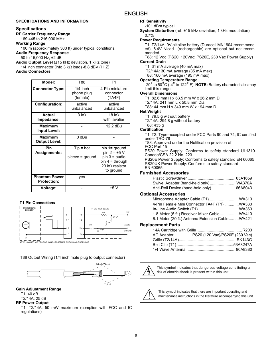 English | Shure THE TWIN PRO 27C8642 User Manual | Page 8 / 10