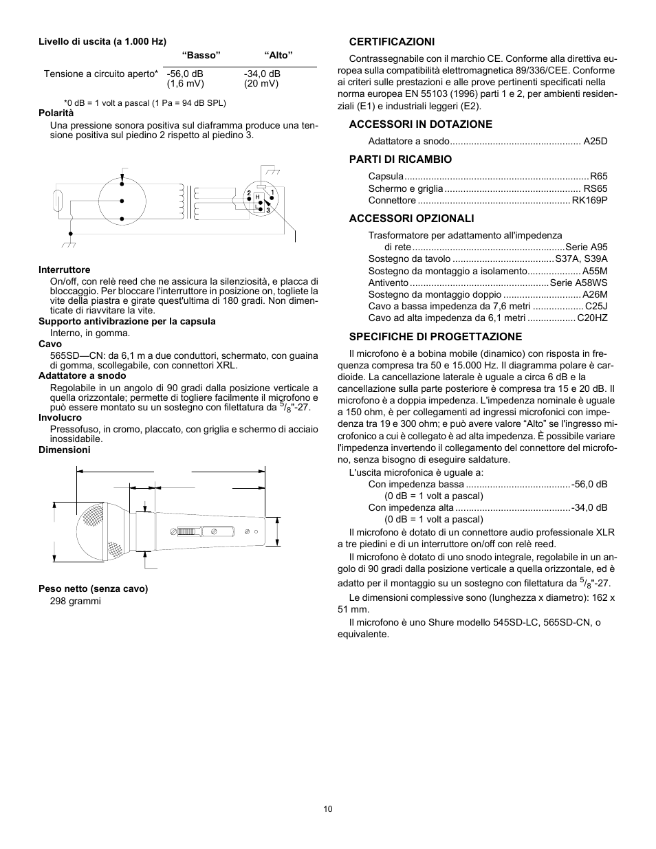 Shure 565SD User Manual | Page 10 / 12
