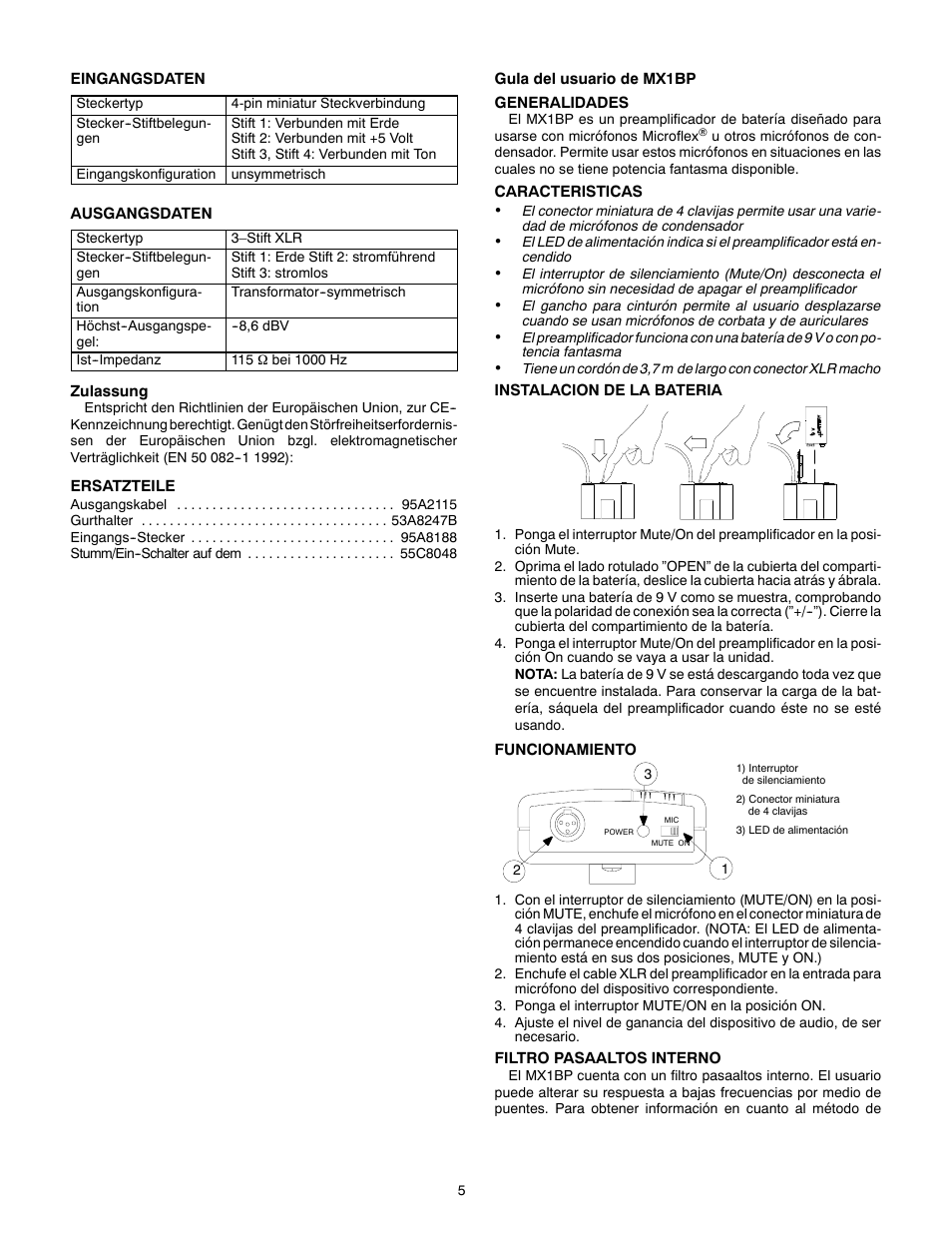 Shure MX1BP User Manual | Page 5 / 12
