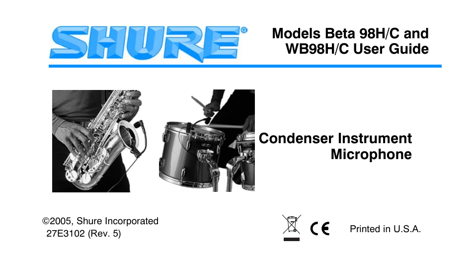 Shure BETA98HC User Manual | 14 pages