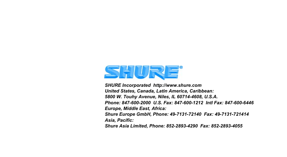 Shure BETA98HC User Manual | Page 14 / 14