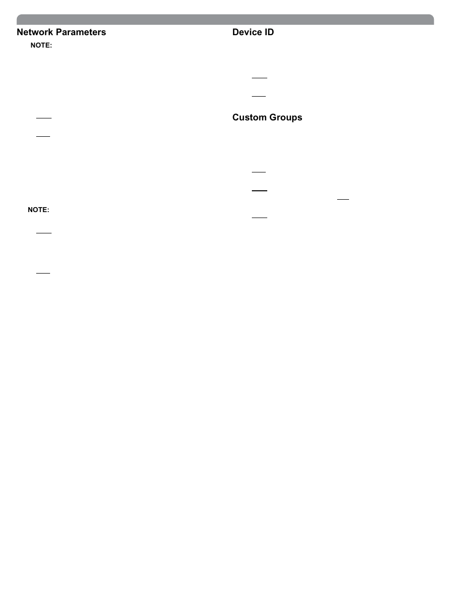 Network parameters, Device id, Custom groups | Shure The SM58 Vocal Artist UHF User Manual | Page 8 / 34