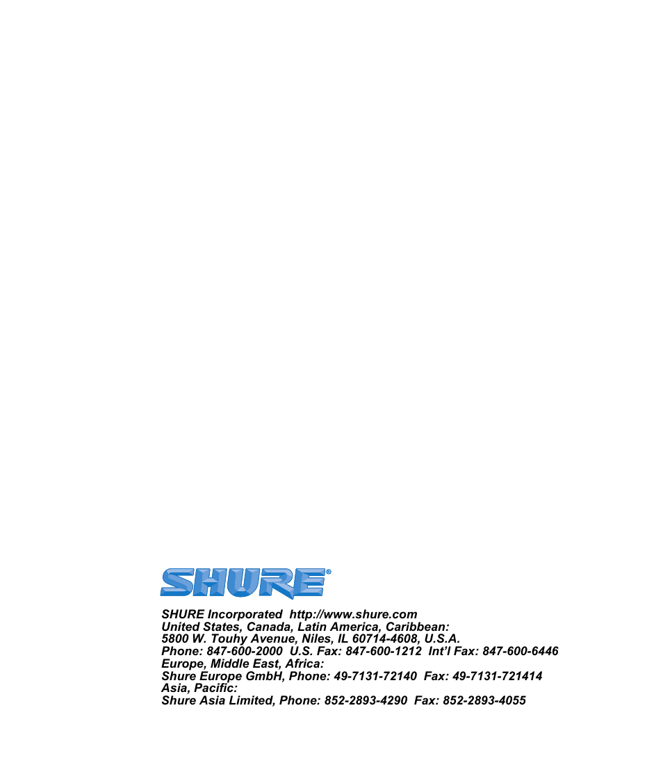 Shure E2 User Manual | Page 14 / 14