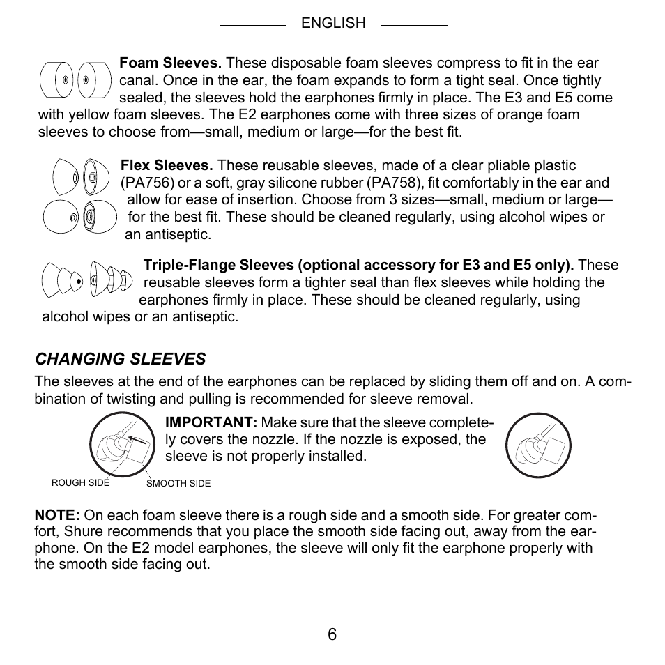 Shure E2 User Manual | Page 7 / 14