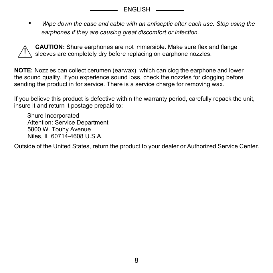 Shure E2 User Manual | Page 9 / 14