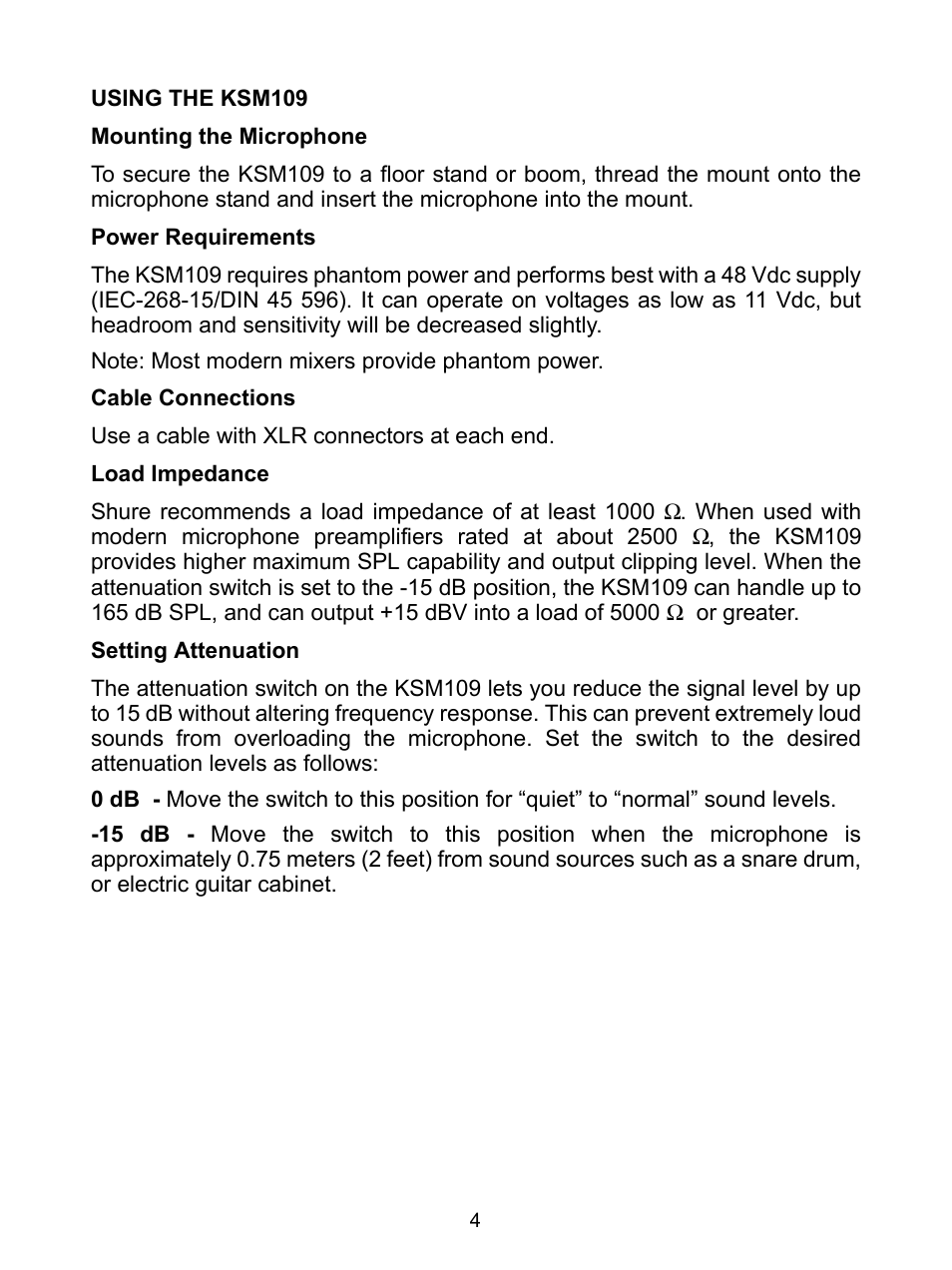 Shure KSM109 User Manual | Page 5 / 10