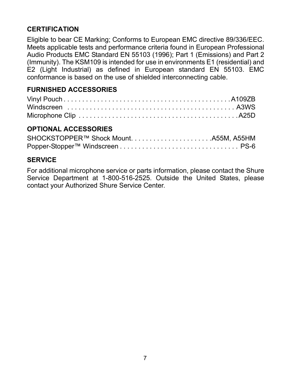 Shure KSM109 User Manual | Page 8 / 10