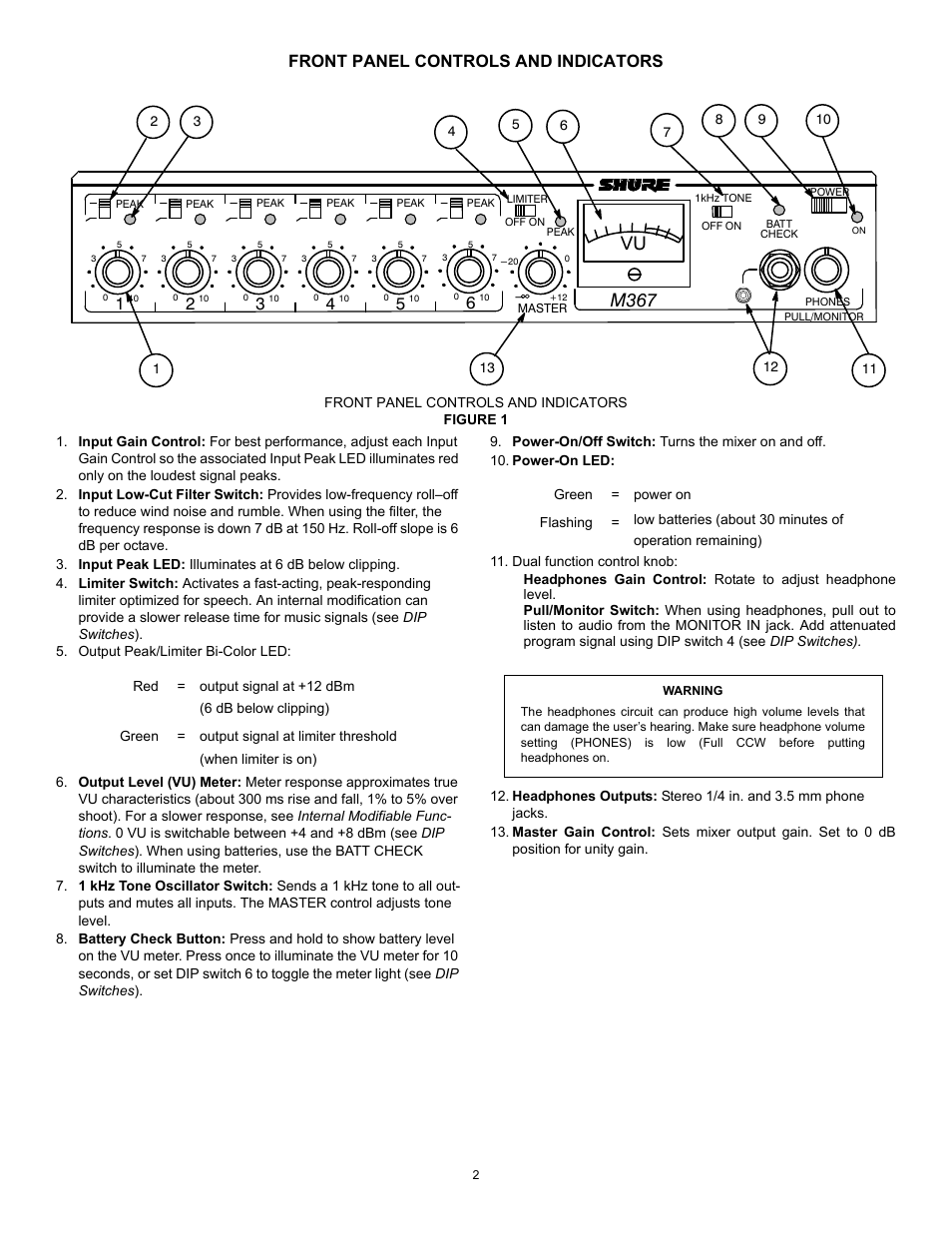M367 | Shure M367 User Manual | Page 2 / 11