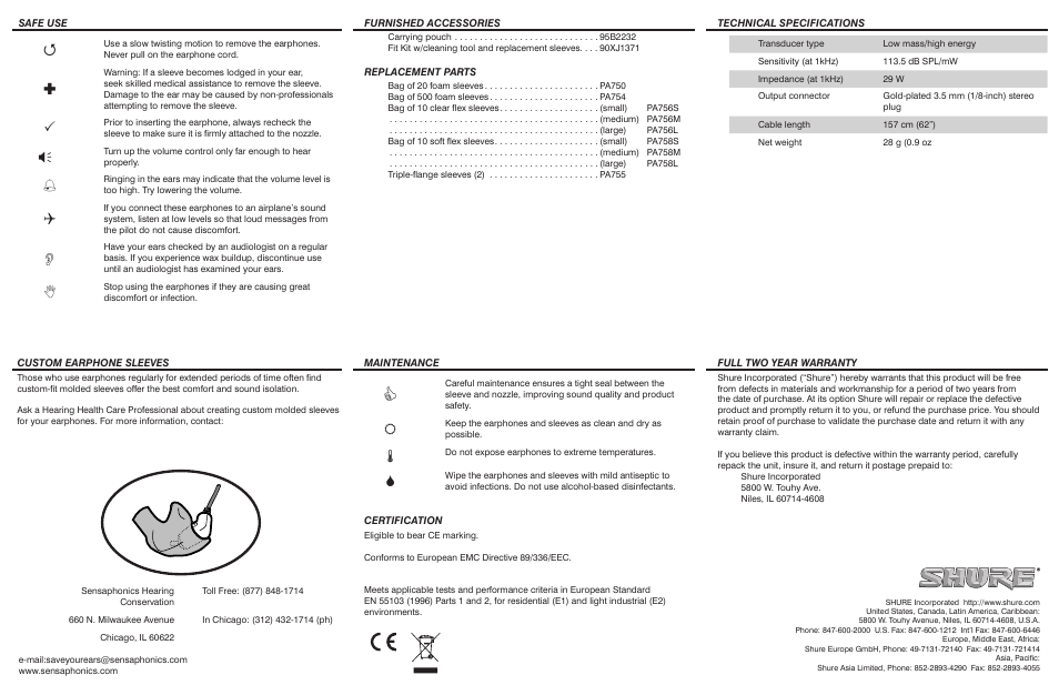 Shure I3C User Manual | Page 2 / 2