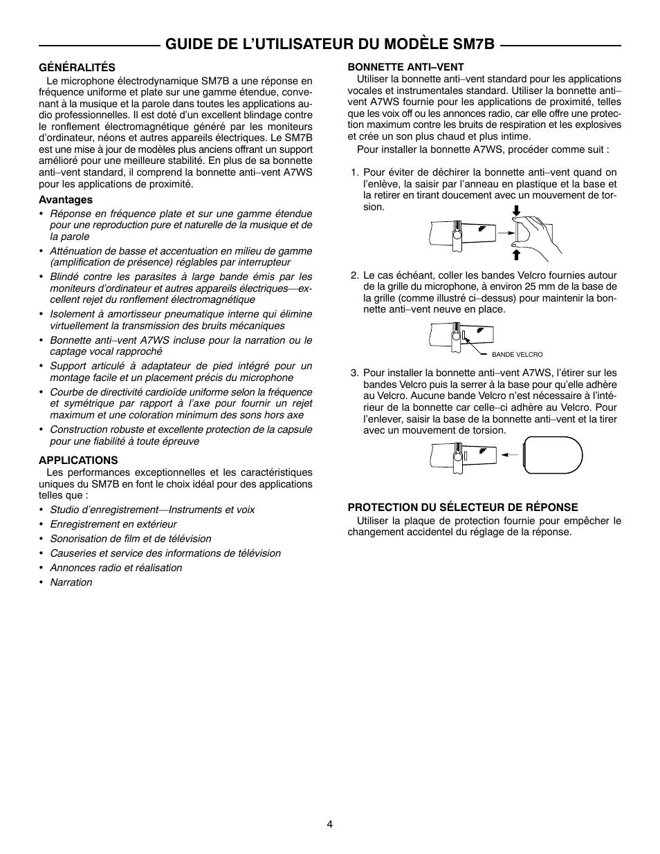 Guide de l’utilisateur du modèle sm7b | Shure SM7B User Manual | Page 4 / 16