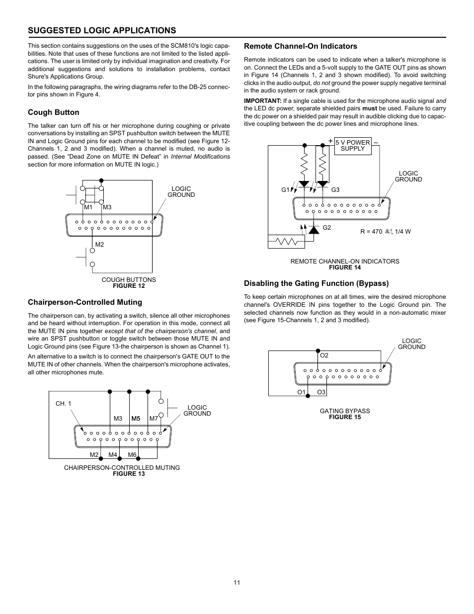 Suggested logic applications | Shure SCM810 User Manual | Page 11 / 17
