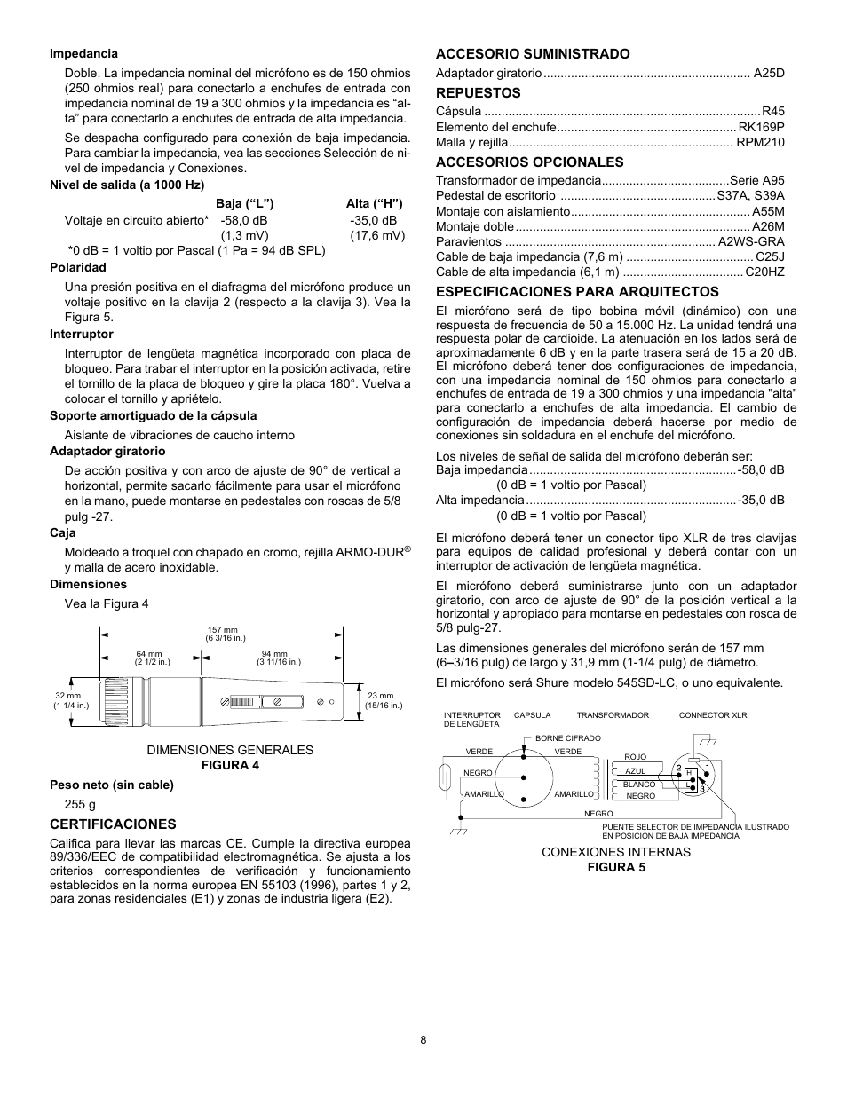 Shure 545SD User Manual | Page 8 / 12