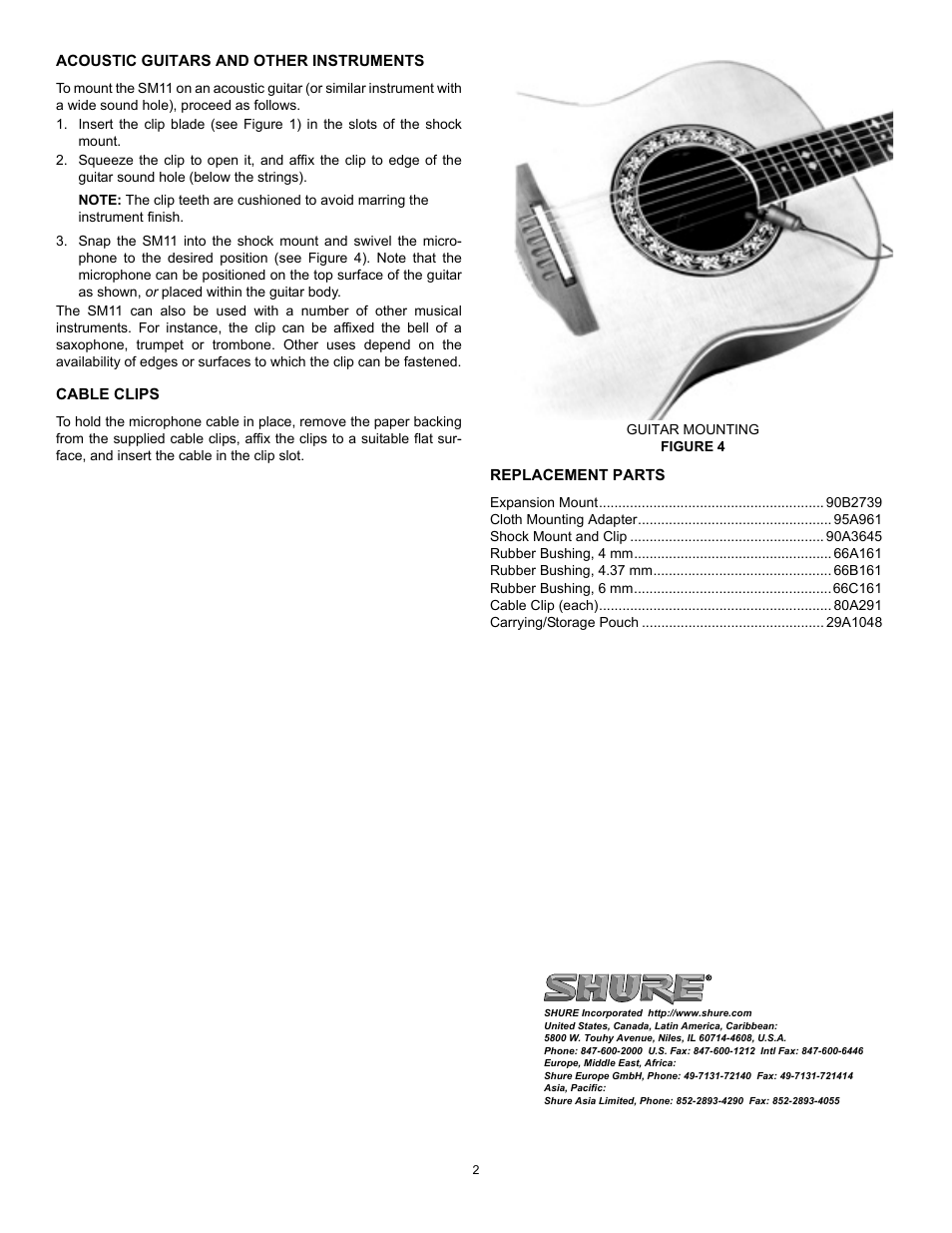 Shure RK279 User Manual | Page 2 / 2