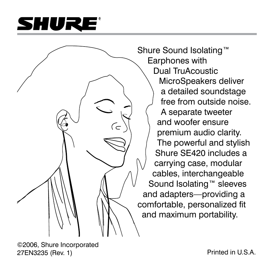 Shure SE420 User Manual | 12 pages