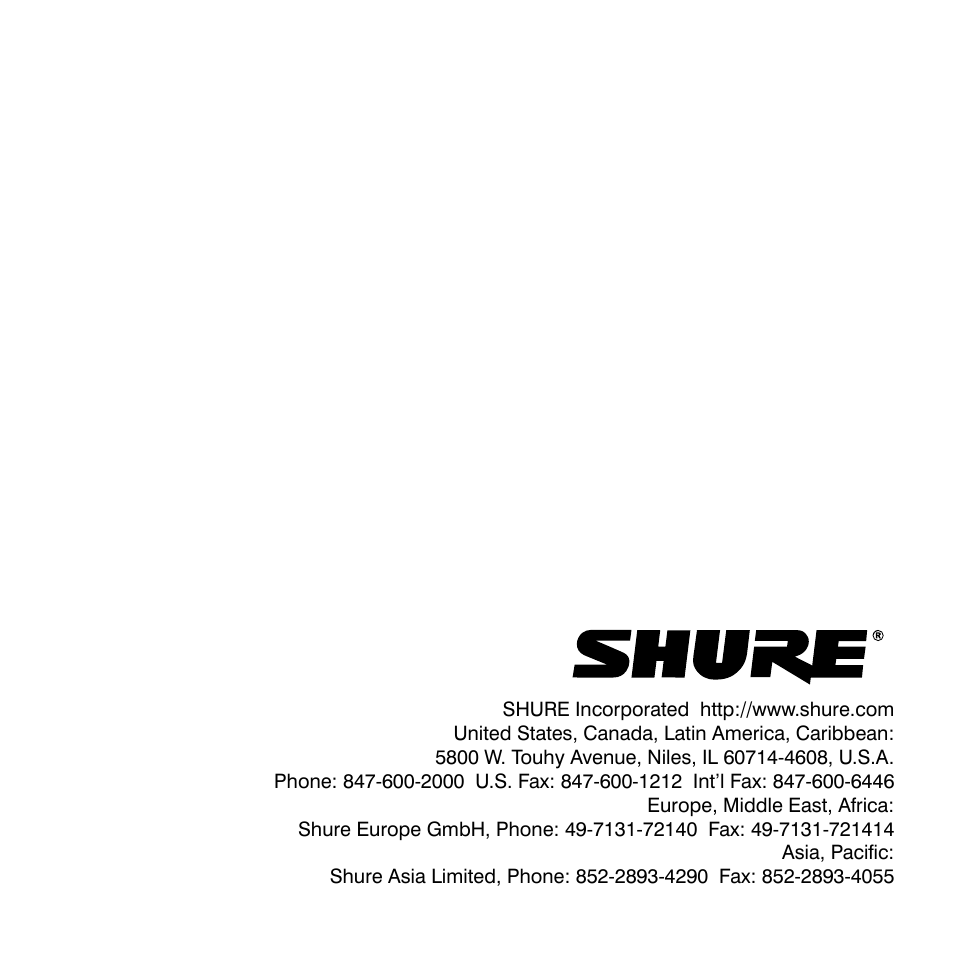 Shure SE420 User Manual | Page 12 / 12