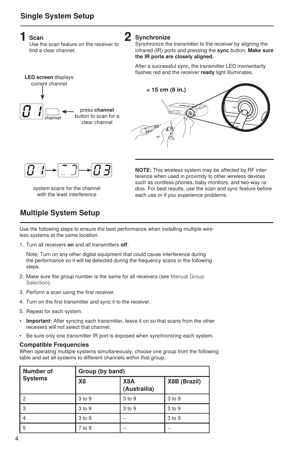 Single system setup, Multiple system setup | Shure PGXD User Manual | Page 10 / 18