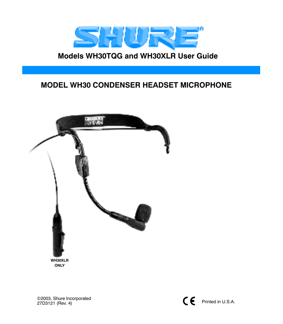 Shure WH30XLR User Manual | 10 pages