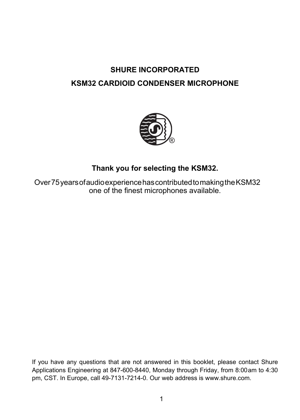 Shure KSM32 User Manual | Page 2 / 51