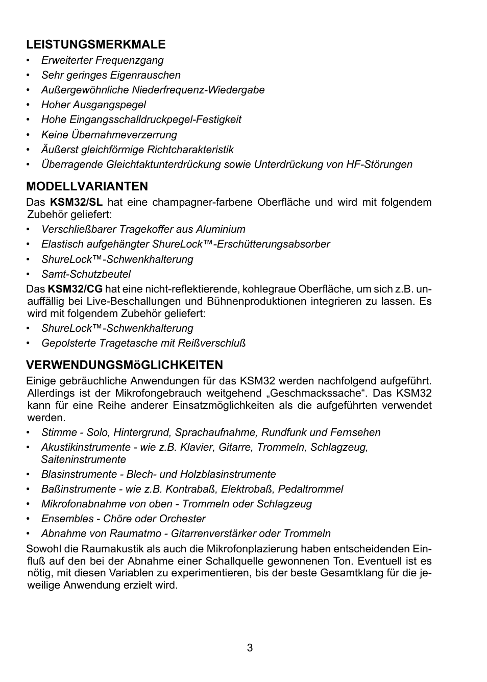 Shure KSM32 User Manual | Page 20 / 51