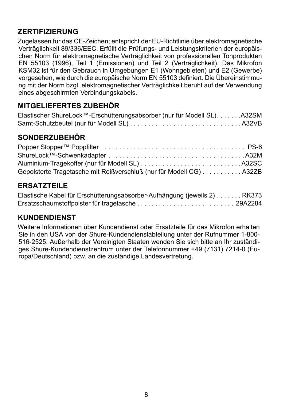 Shure KSM32 User Manual | Page 25 / 51