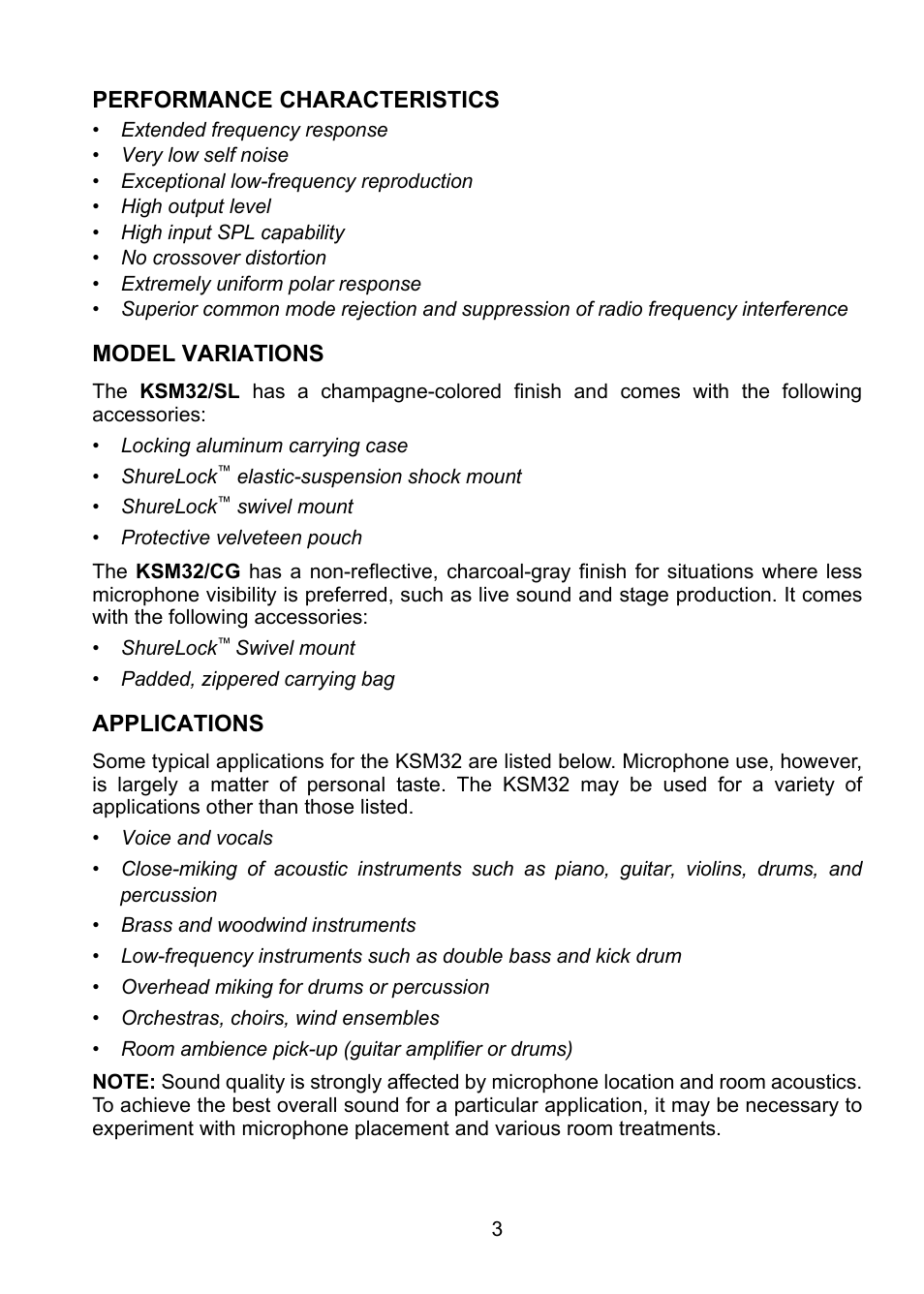 Shure KSM32 User Manual | Page 4 / 51