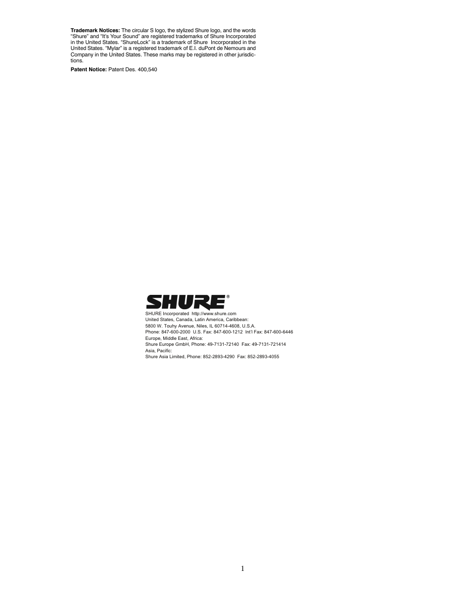 Shure KSM32 User Manual | Page 51 / 51
