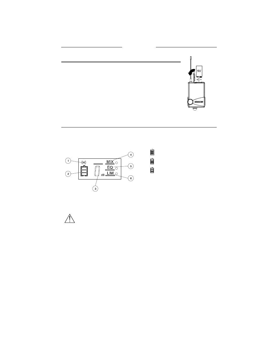 Lcd screen, Battery installation | Shure P4R User Manual | Page 4 / 11